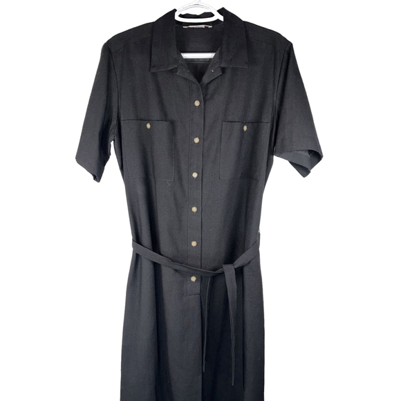 Vintage 90s Orvis Dress Womens Size 12 Black Y2K Cottagecore USA Button Down - Picture 4 of 5